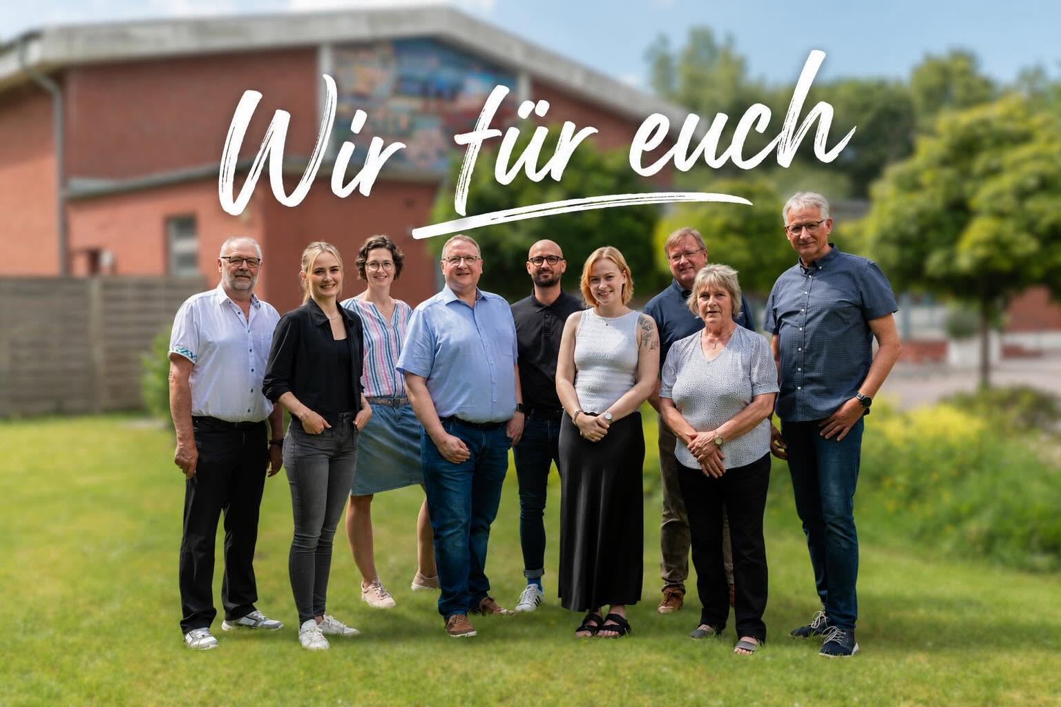 v. l. n. r.: Friedhelm Jelken, Katharina Doyen, Nicole Elit, Klaus-Dieter Reder, Tobias Heitz, Anna-Lena Rose, Michael Brunken, Annemarie Martens, Jens Amelsberg